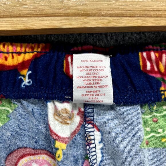 North Pole Trading Co. Pajama Pants Women Small Blue Christmas Tree Sant Flannel - Picture 11 of 15